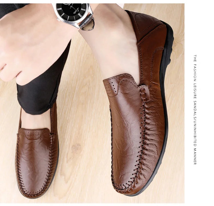 CLOHOO Men's Business Casual Shoes Leather Stitching Comfortable Breathable Rubber Bottom Second Layer Cowhide