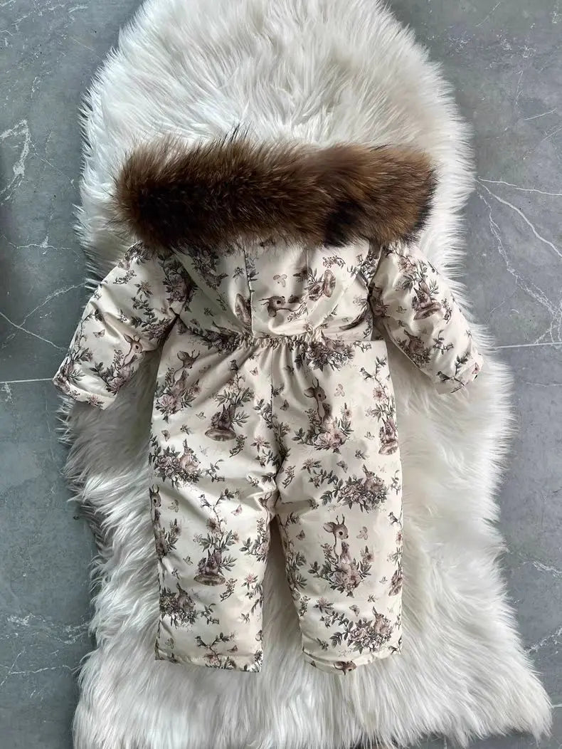 Autumn Winter Children Baby Girls Cotton Floral Jumpsuits Single-Breasted Cute Floral Chic Baby Overalls Kids One-Piece Pants