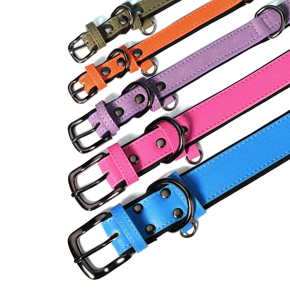 Soft Padded Dog Collar PU Leather Dogs Collars Adjustable For Small Medium Large Dogs Beagle Collar Pitbull Bulldog Chihuahua