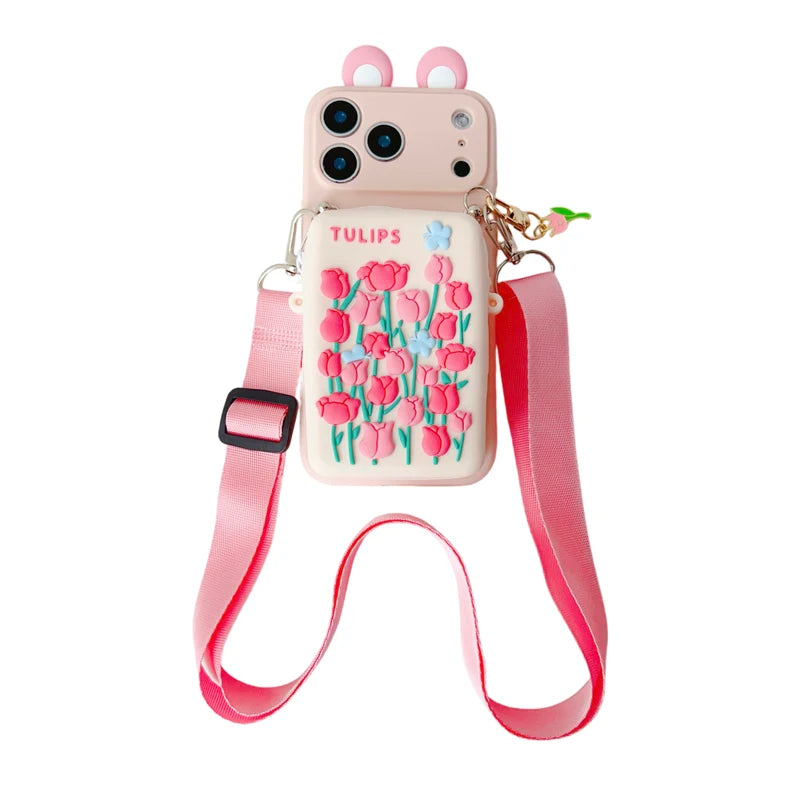 For iPhone 17 16 15 14 13 12 11 XR Xs 6 6s 7 8 SE Pro Max mini Plus e Tulip Star Wallet Case With Accessories