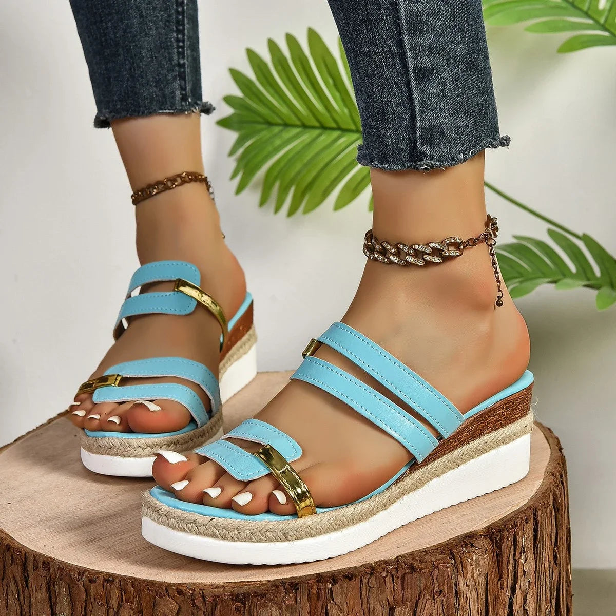 Women Wedge Slippers 2024 New Summer Platform Sandals Outdoor Beach Casual Shoes for Women Durable Luxury Slides Women