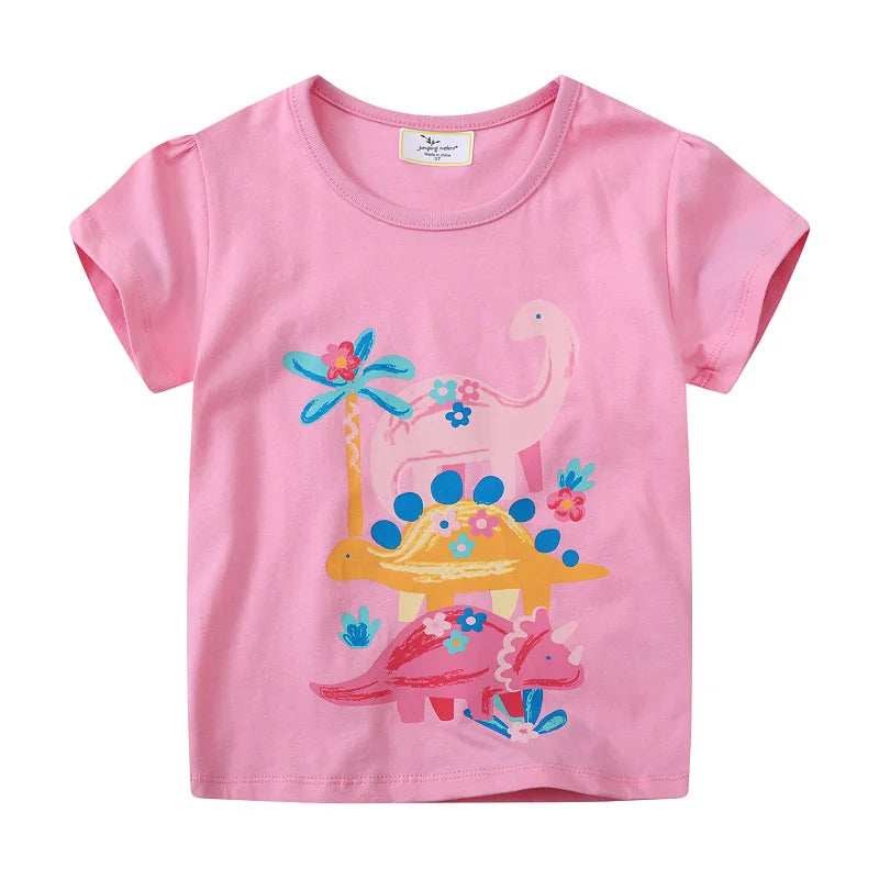Jumping Meters 2-7T Animals Print 100% Cotton Baby Girls Tees Cotton Summer Toddler Clothes Kids Tops Children's Tshirts