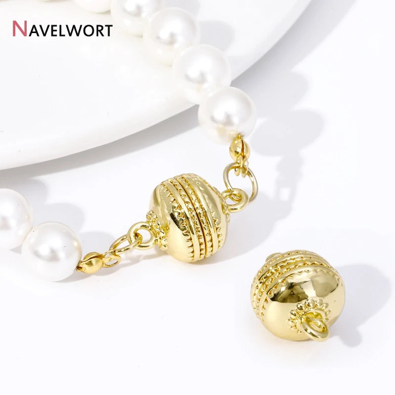 18K Gold Plated Brass Round Strong Magnetic Clasps For Bracelet Necklace Making Findings,End Clasps Connector For Jewelry Making