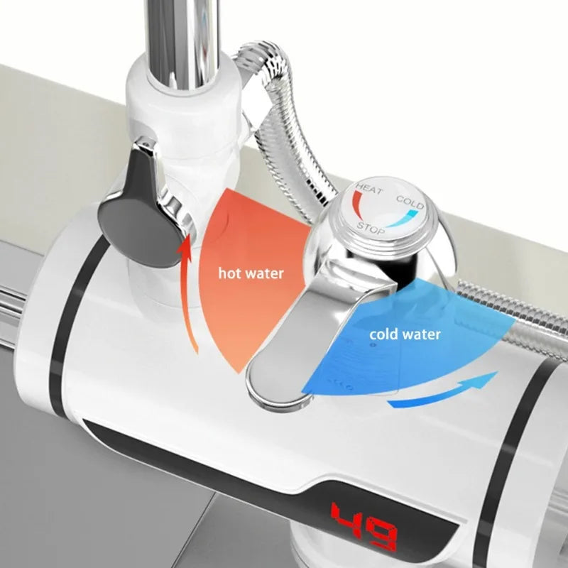 3000W Instant Electric Water Heater Shower Digital Display 220V Kitchen Bathroom Tankless Hot Water Faucet Heater