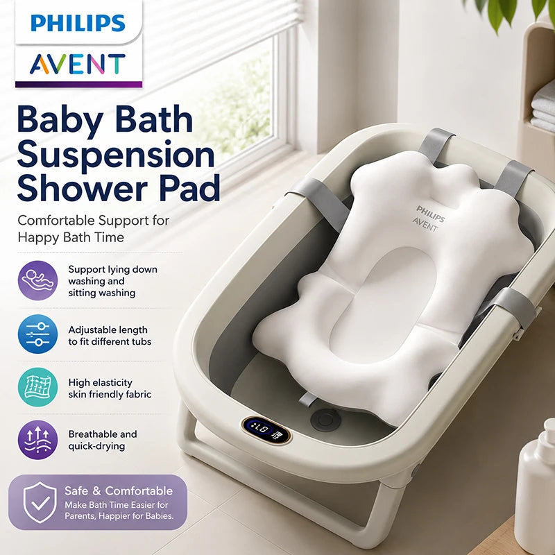 Avent Baby Bath Mat Newborn Bath Cushion Support Non Slip Quick Dry Adjustable Recline Sit 2 In 1 Bathtub Pad Newborn Baby Tub