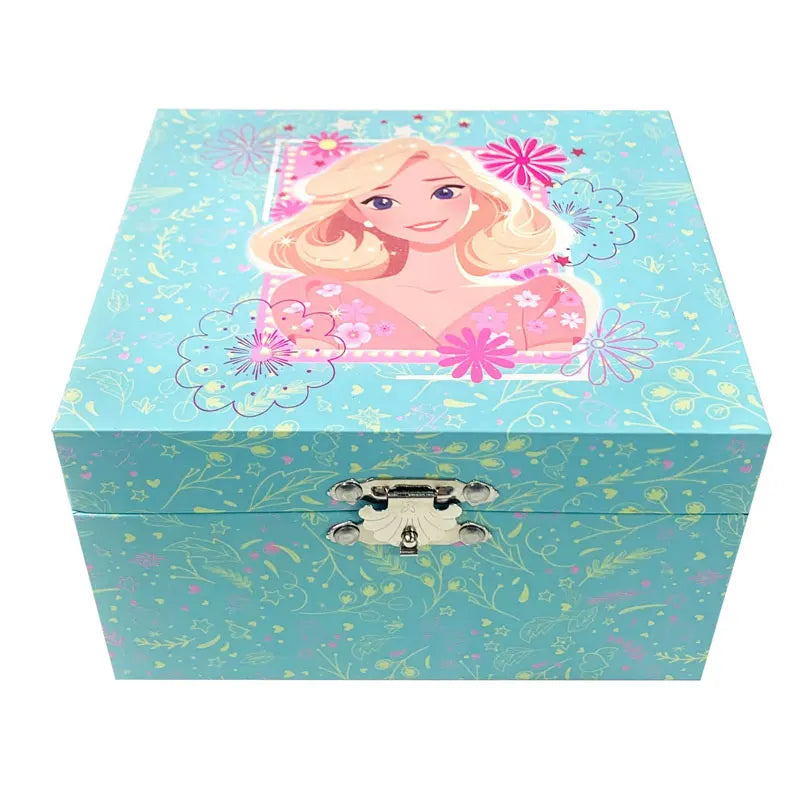 Music Jewelry Storage Box Glitter Powder Pink Princess Little Girl Gift Ring/Necklace/Bracelet/Earring Storage Desk Organizer