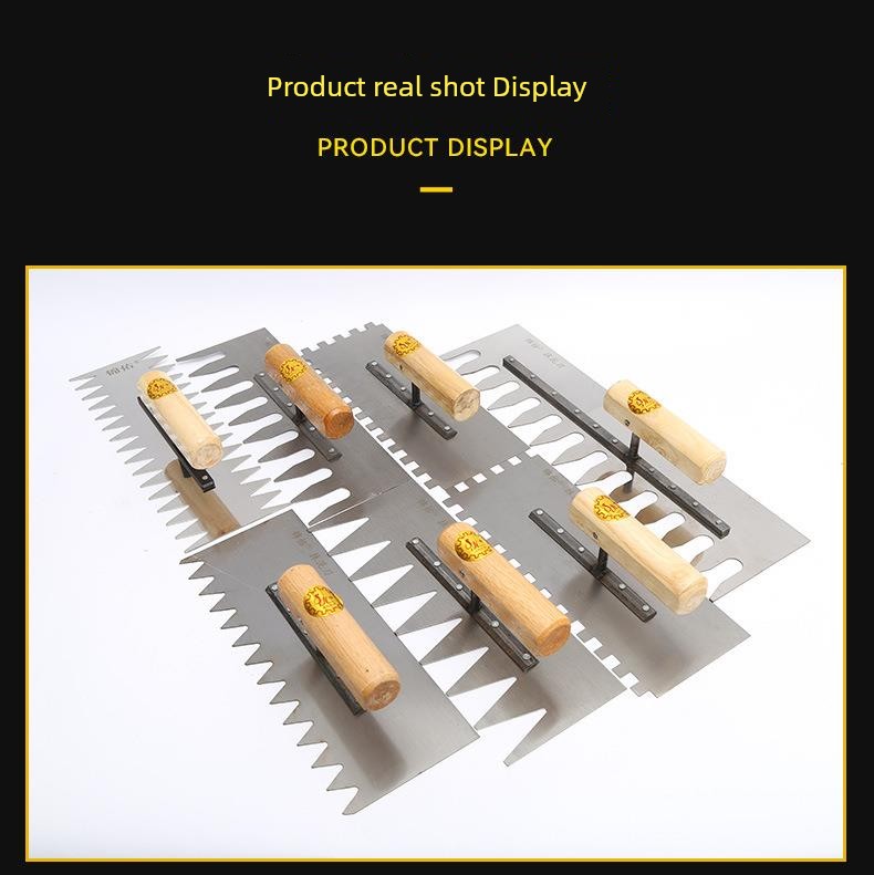 Tile Serrated Spatula Square Tooth Toothed Plastering Knife Paving Tile Plastering Knife Flat Gray Batch Ash Spoon Masonry Tool