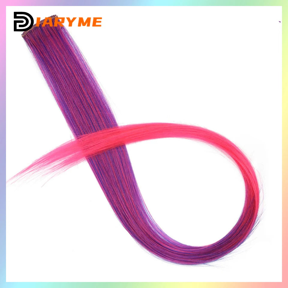 Colorful Hair Extensions Curly One Clip in Synthetic Long Hairpiece For Girls Women Kid Multi-colors Party Highlights Wig Piece