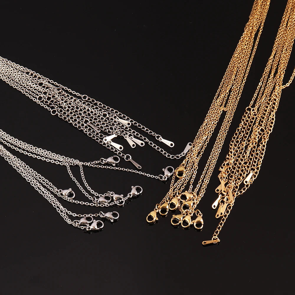 10pcs/lot Bulk Wholesale Stainless Steel Necklace Chain Necklace Choker Chains for DIY Jewelry Making Handmade Accessories