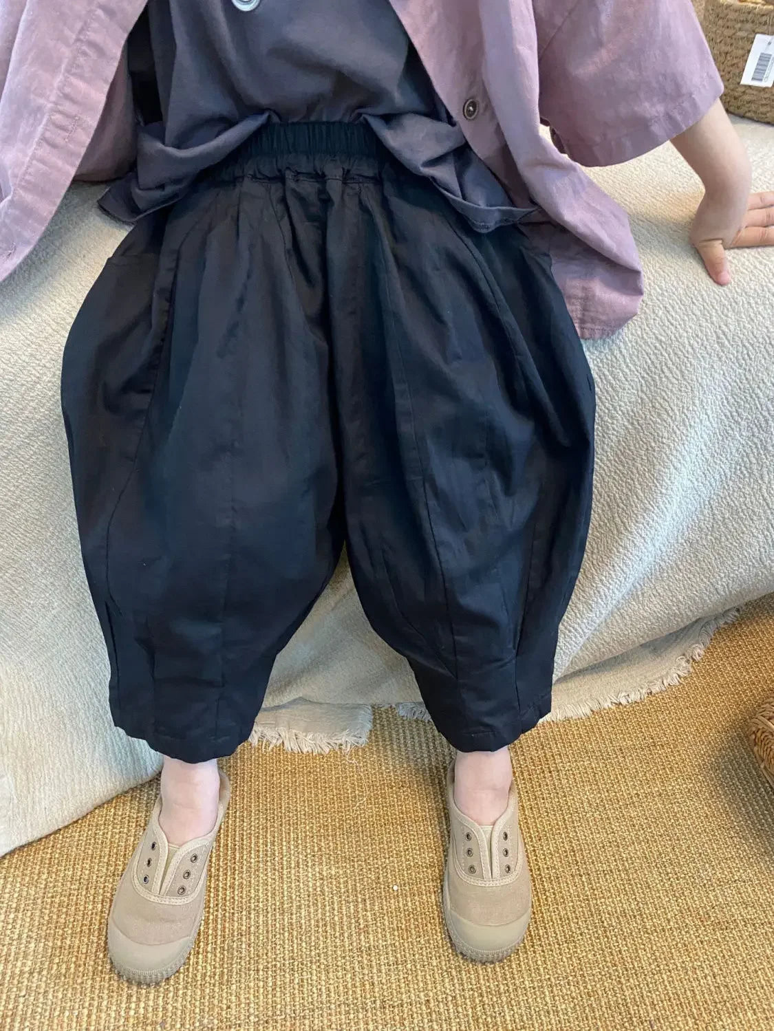 Children's Pants Korean Summer New Girls Solid Color Casual Wide Leg Cropped Pants for Boys Versatile Harlan Pants