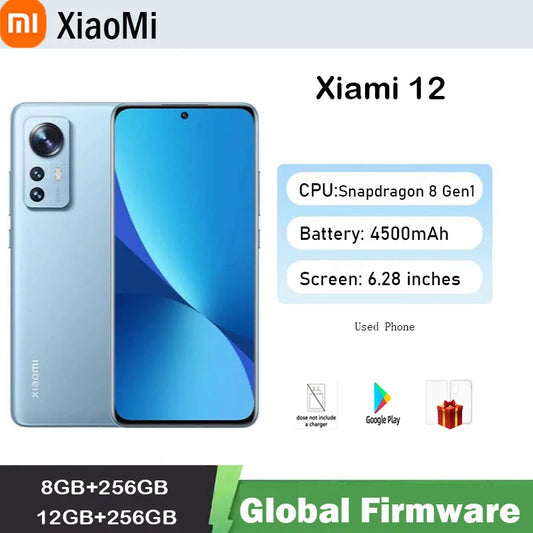 2340x1080 6.28inchs Global firmware Xiaomi 12 Smartphone  Qualcomm Snapdragon 8 Gen1  50MP 32MP Android  used phone