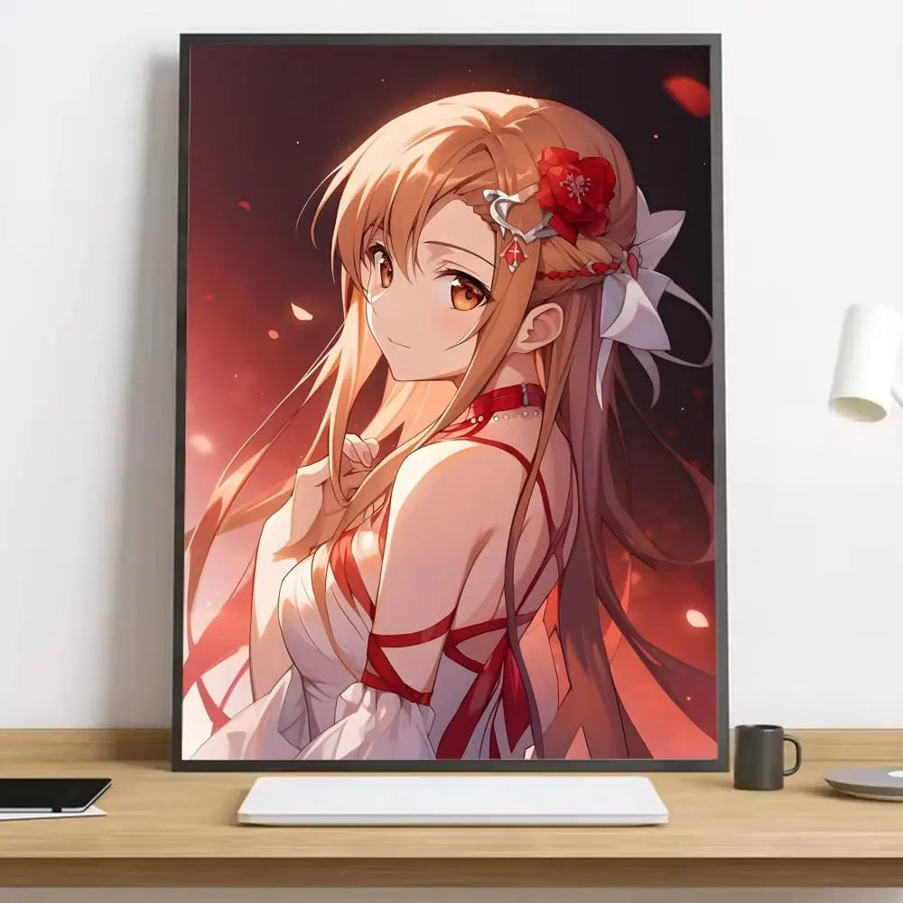 Anime Sword Art Online Kirito Asuna Painting Calligraphy HD Canvas Poster living room bedroom bar aesthetic decoration