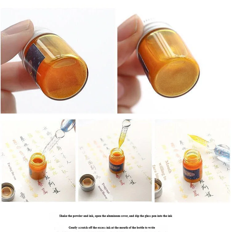 Embedded flower glass pen set, colored dipping pen, street vendor gift box, signature pen, glass pen gift