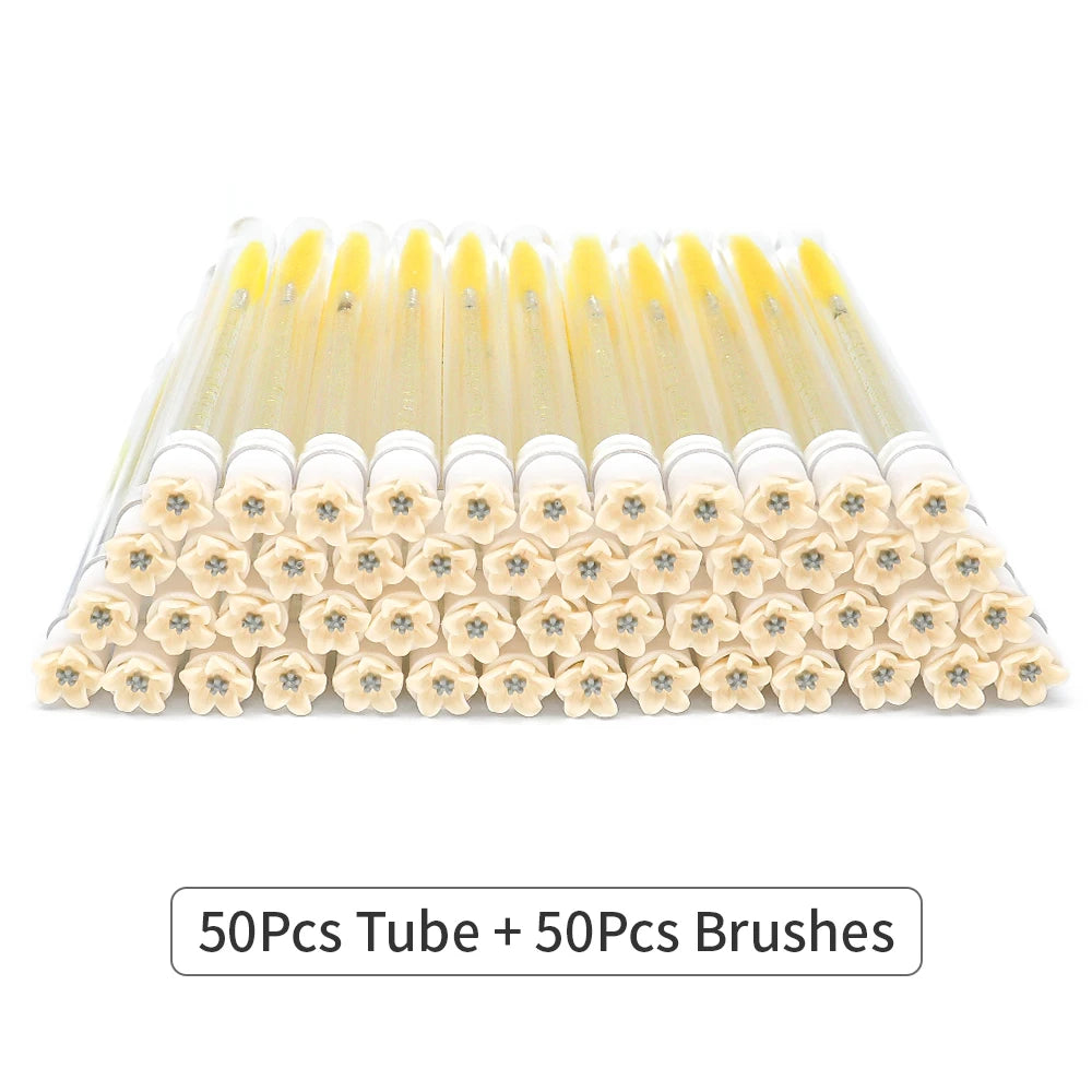 10/50Pcs Eyelash Brush Tubes With Crystal Lash Mascara Wands Eyebrow Comb Spoolies Container Lash Brush Applicators Makeup Tools