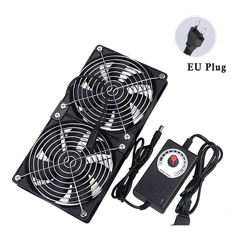 220V 12V Exhaust Cooling Fans with Controller 12cm for Workstation Cabinet Radiator Server Fan for GPU VGA Btc Machine Chassis
