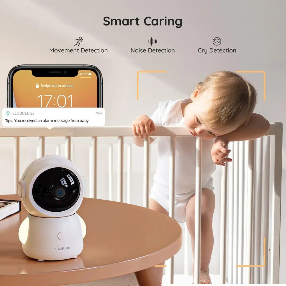 2K Baby Monitor Surveillance Camera Dual-frequency Crying Machine Indoor Safety Protection Remote Monitoring Voice Intercom