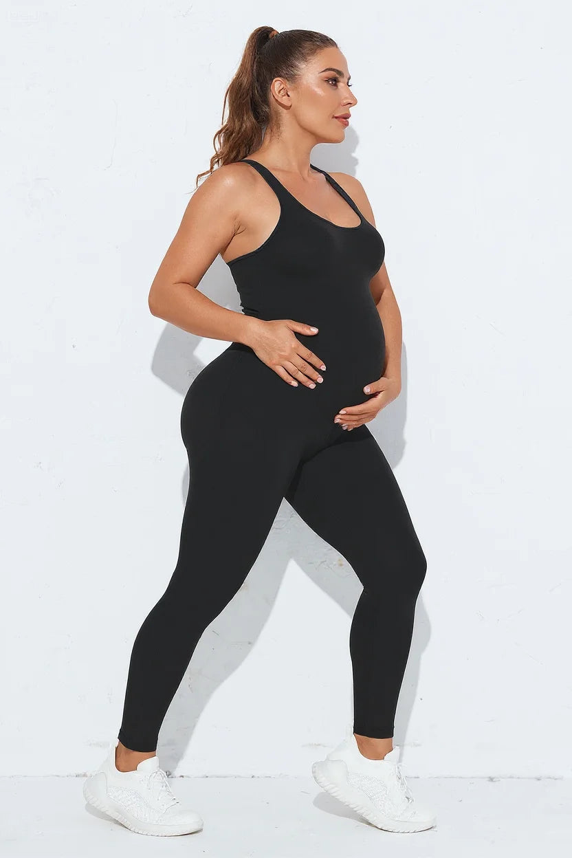 Maternity Clothing Jumpsuits Solid Color Backless Bodysuit Shapewear Yoga Pilates Sports Workout Outfits Pregnancy Women Clothes