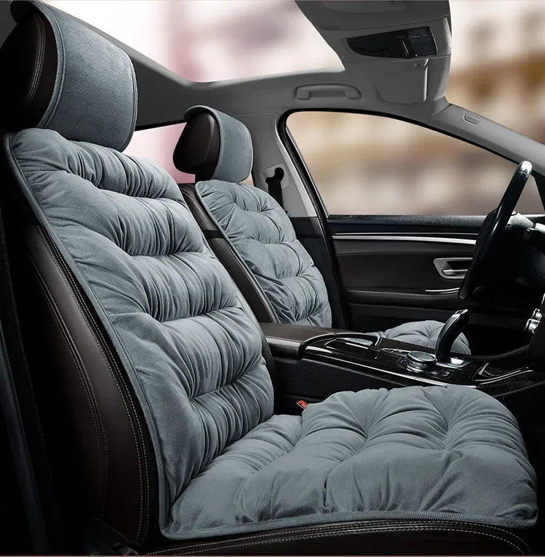 A Soft Plush Car Seat Cover, with Backrest Comfortable Car Seat Protection Pad, Universal Winter Warm Car Interior Accessories