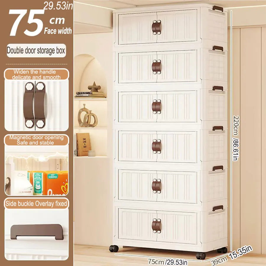 Large Capacity Folding Storage Cabinet - Dustproof Wardrobe Closet Organizer Easy Install