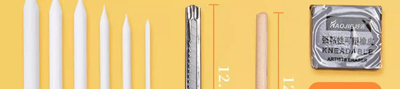 Sketching Pen Set Drawing Kit Student Portable Pen Curtain Charcoal Pencil Sketch Pencil Charcoal Stick Sharpener Eraser Set Box