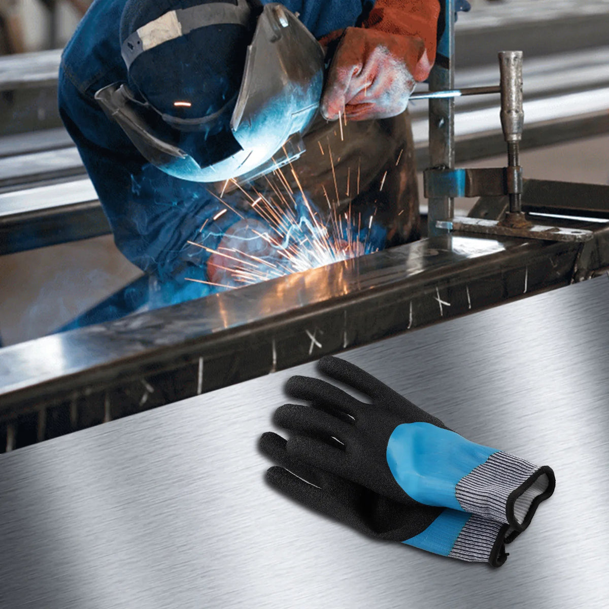 Blue Electrical Safety Gloves Insulated Natural Rubber Withstand 400V For Industrial And Electrician Use
