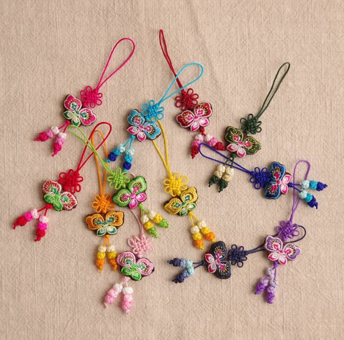 10 Pcs Y2K Bag Charms - Cute Embroidered Butterfly, Fish & Flower Pendants for Keychain, Phone Case Lanyard, Purse Accessory