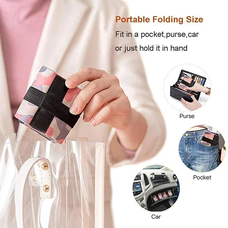 Portable Foldable Camouflage Grocery Tote Large Capacity Reusable Shopping Handbag With Handle Outdoor Travel Storage Bag