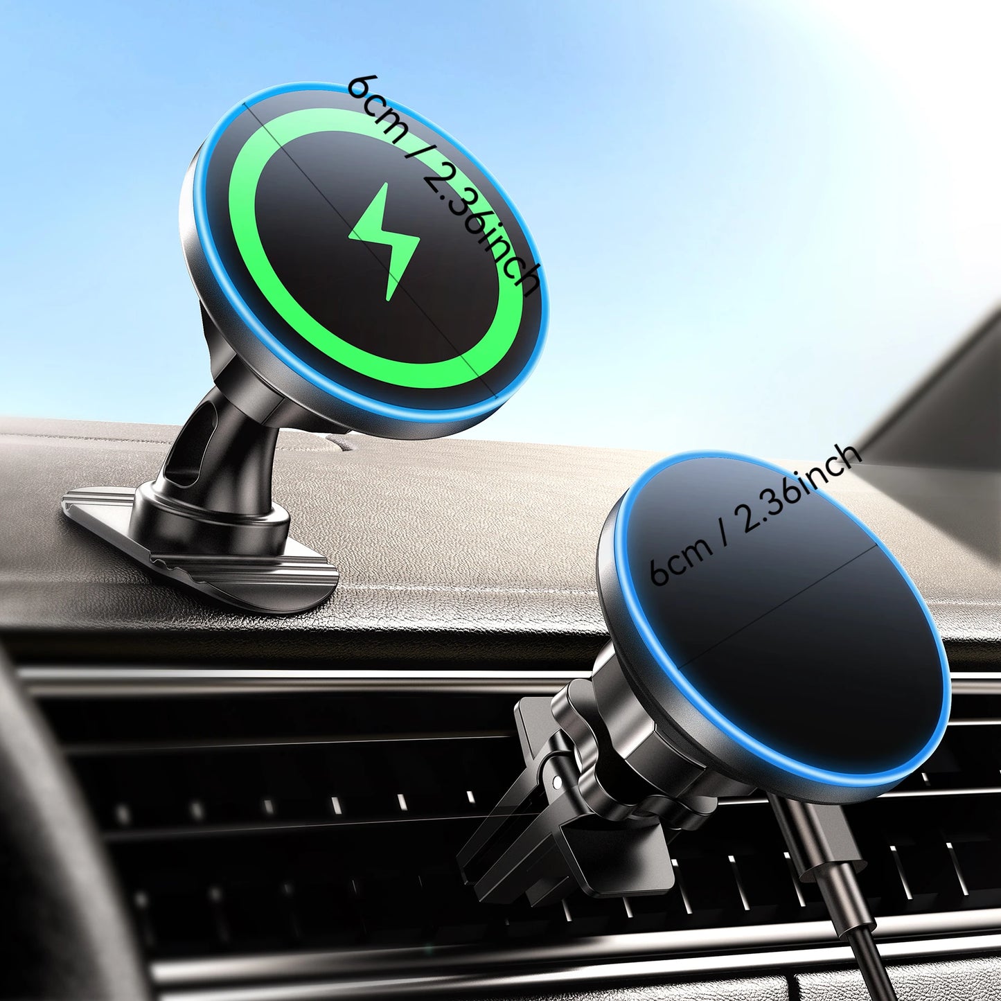 for iPhone 17 Magsafe Car Mount Charger, [2025 New] 15W 2in1 Magnetic Wireless Car Charger, fits for Magsafe Car Charger, Vent/D