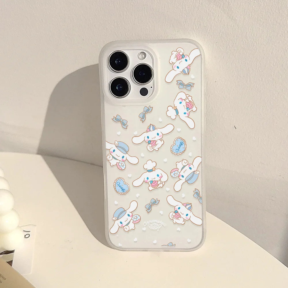 Cute Cinnamoroll Transparent Clear Frosted Shockproof Phone Case for IPhone 17 16E 16 15 14 Plus 13 12 11 Air Plus Pro X XR Max
