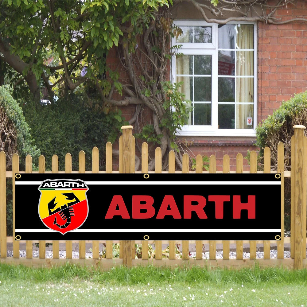 60X240cm Abarth Car logo Banner Flag Polyester Printed Garage or Outdoor Decoration Tapestry