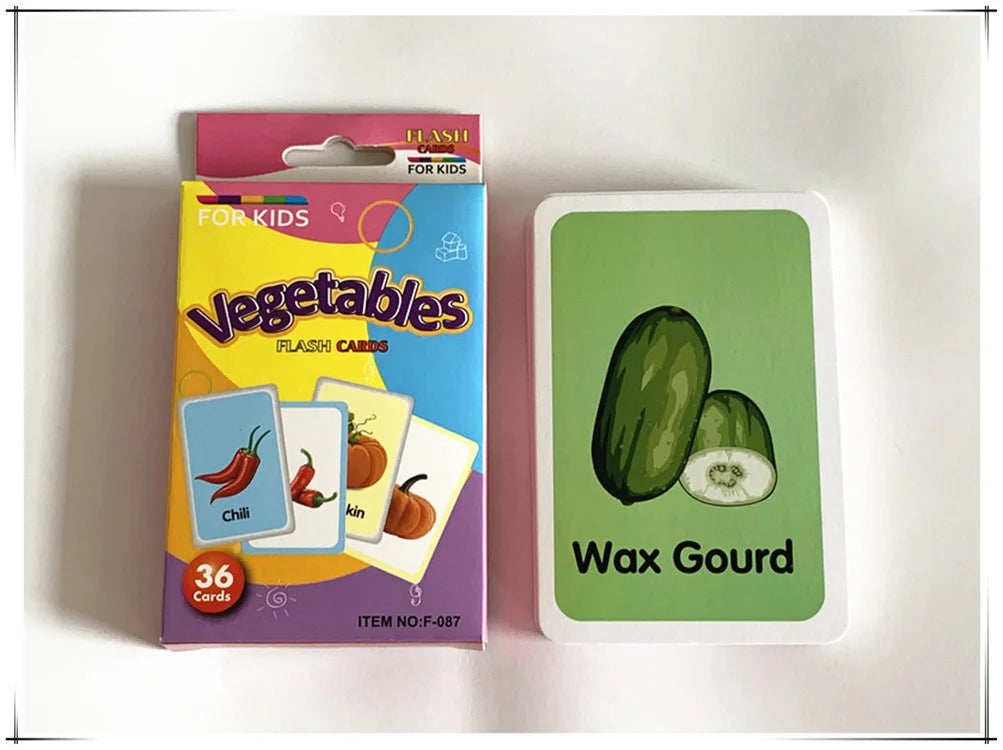 36Pcs Kids Cognition Card Shape Animal Color Teaching Baby English Learning Word Card Education Toys Montessori Material Gift