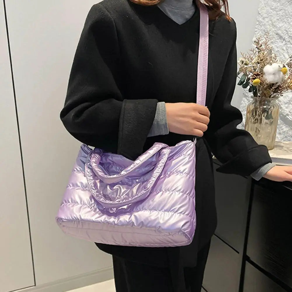 Large Tote Padded Handbags Designer Quilted Women Shoulder Bags Luxury Nylon Down Cotton Crossbody Bag Winter Tote Big