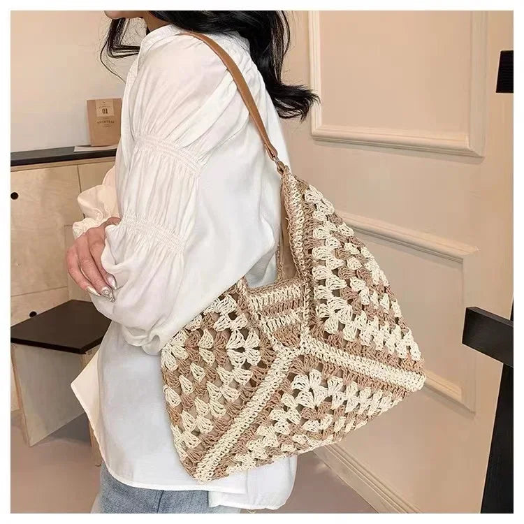 Women's Retro Handbag, Woven lightweight Handbag, Fashionable Commuting and Travel Shopping Bag,