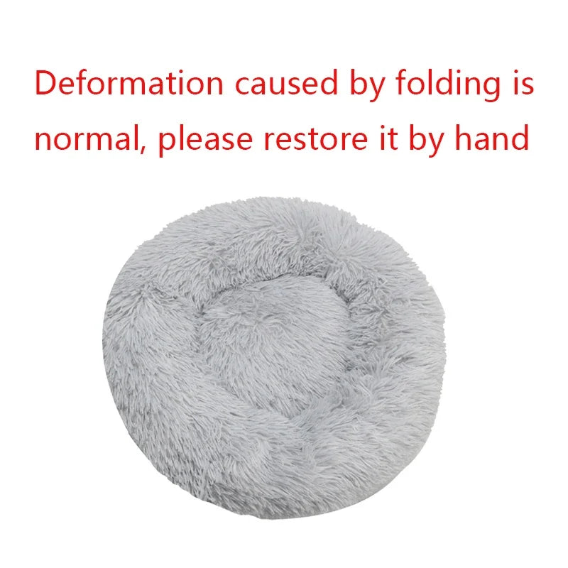 Round Winter Warm Plush Pet Bed - Washable Dog Cat Basket for Small Medium Large Pets Sofa Cushion