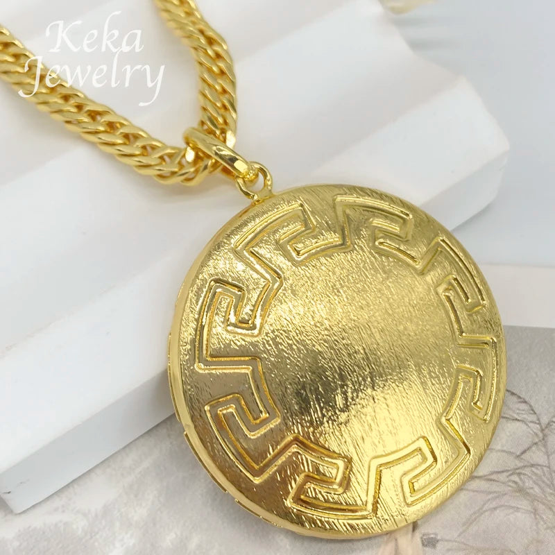 ltaly 18K Gold Plated Delicacy Jewelry Set Women Fashion Earrings Pendant Circular Pattern Desigh Wedding America Party Jewelry