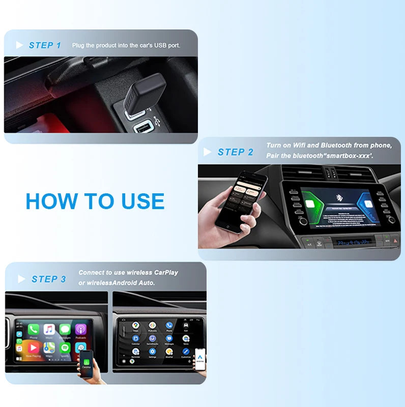 Acodo Mini Wired to Wireless 2 in 1 CarPlay and Android Auto Box  Plug and Play Fashionable and Portable Suitable for 99% car