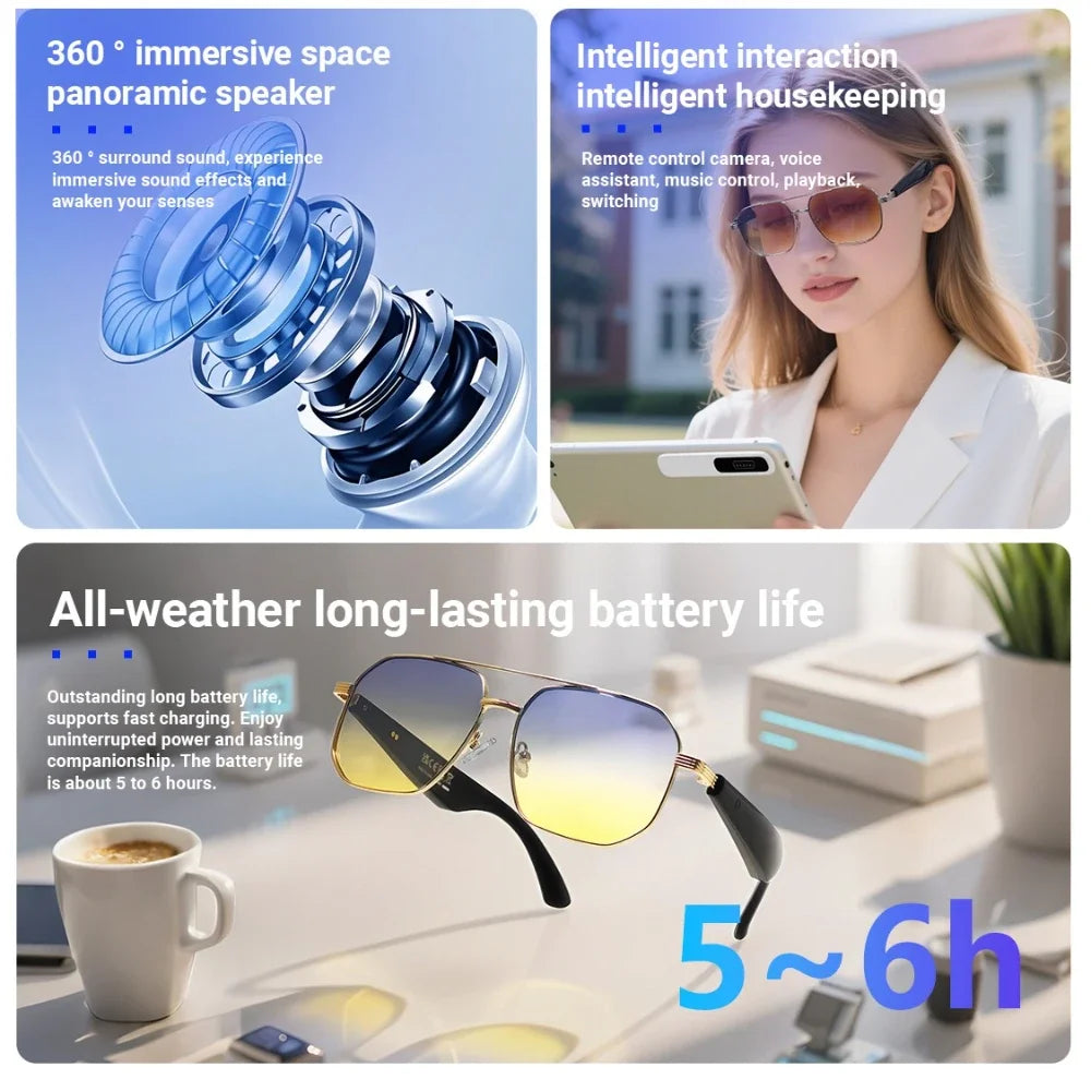 GY300 smart glasses Intelligent WirelessTranslation Glasses Sunglasses Voice Remote Control Music Eyewear Waterproof Eyeglasses
