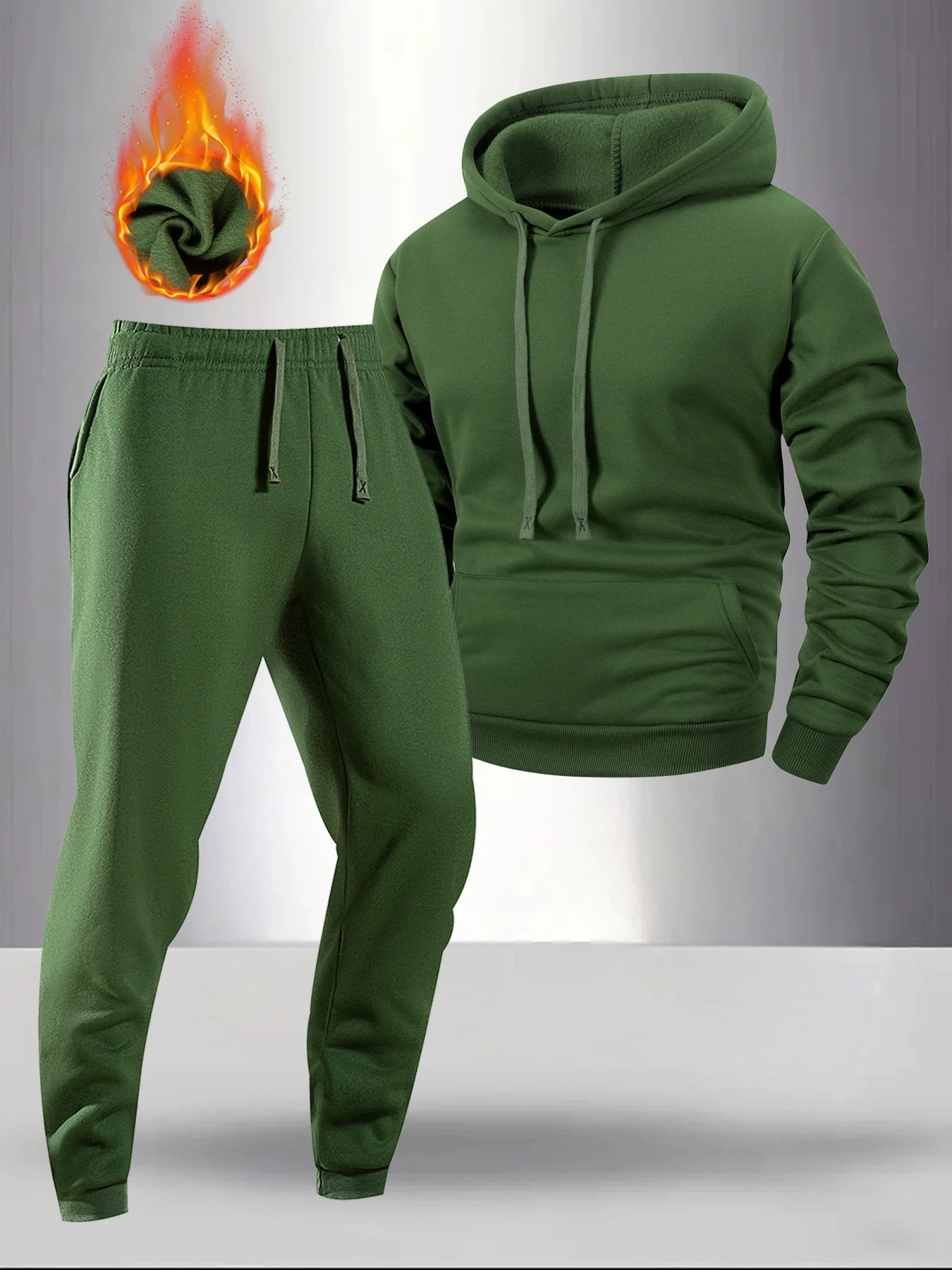 Men's Casual Tracksuit Spring and Autumn Solid Color Hoodie+pants Two-piece Set Outdoor Warm Daily Sportswear Male Pullover Set