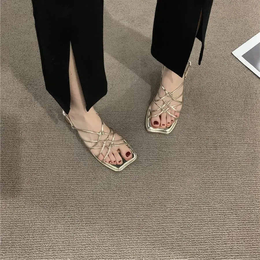 Ladies Shoes with Low Heels Summer 2025 for Party and Weddings Footwear Sexy Open Toe Sandals Women Daily Wholesale on Offer Vip
