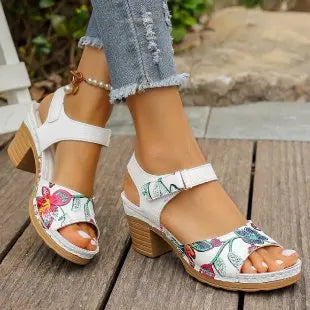 Ladies Shoes 2024 Fashion Summer Women's Sandals Outdoor Mixed Colors Open Toe Chunky Heels Large Size 43 Rome Sandals Women