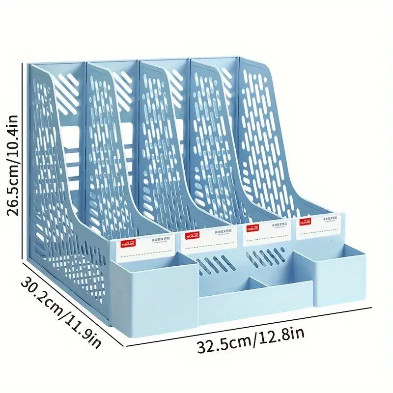 4-compartment Desk Organizer With Pen Holder Bookshelf Organizers Stationery Accessories Office School Supplies