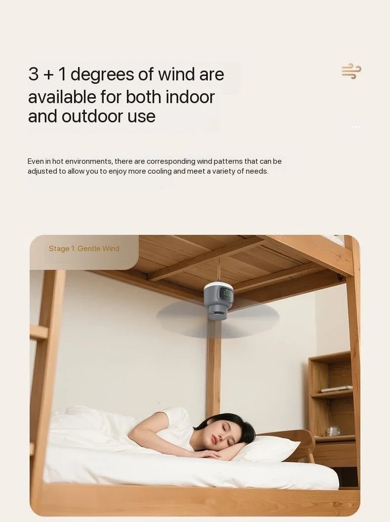 New Remote Control Mini Ceiling Fan USB Wireless Cooling Fan 12000mAh Portable LED Night Light Camping Fan with USB Ceiling Fan