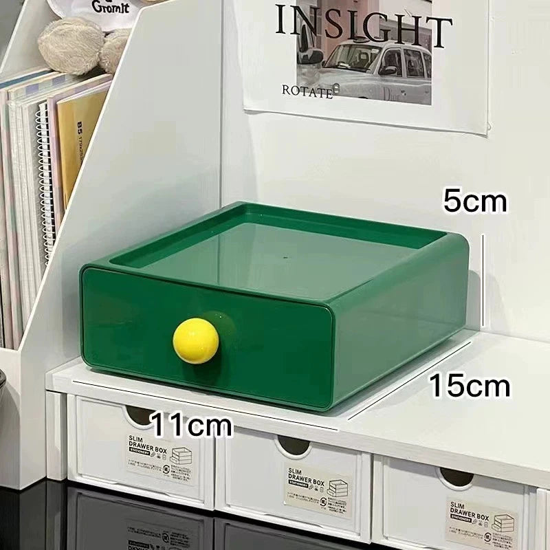 Dopamine Desk Organizer Drawer Box Desktop Stackable Dust-proof Storage Drawers Large Capacity Stationery Cosmetic Storage Box