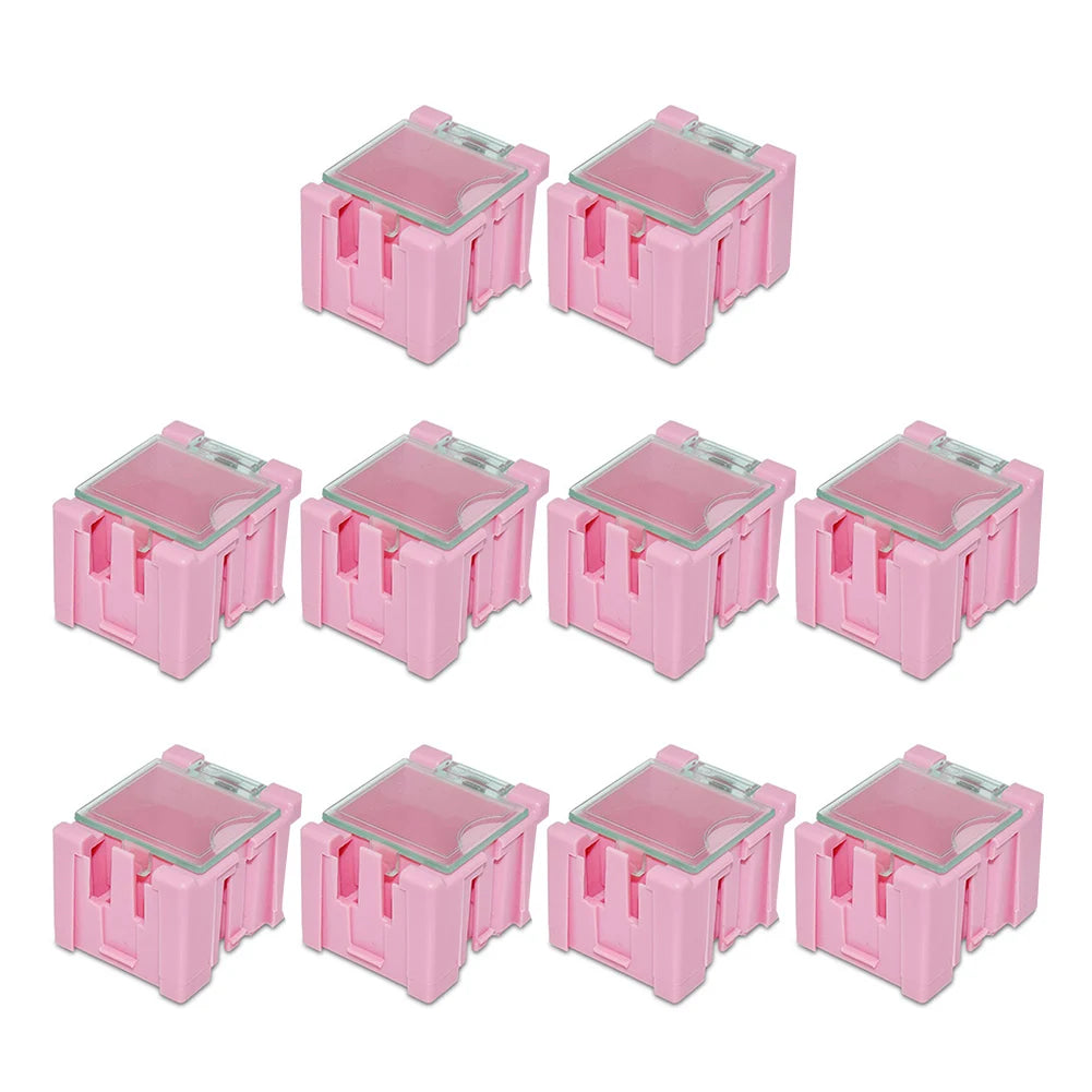 10pcs Electronic Component Container Cases Mini Storage Boxes Kit Plastic Mini Tool Box For Chip Screws Nuts 31.5x21.5x25mm
