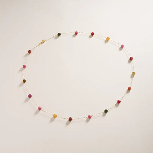 Colorful 18K yellow gold necklace pendant au750 Fine Jewelry Natural tourmaline fashion wedding party gift for girl X1021