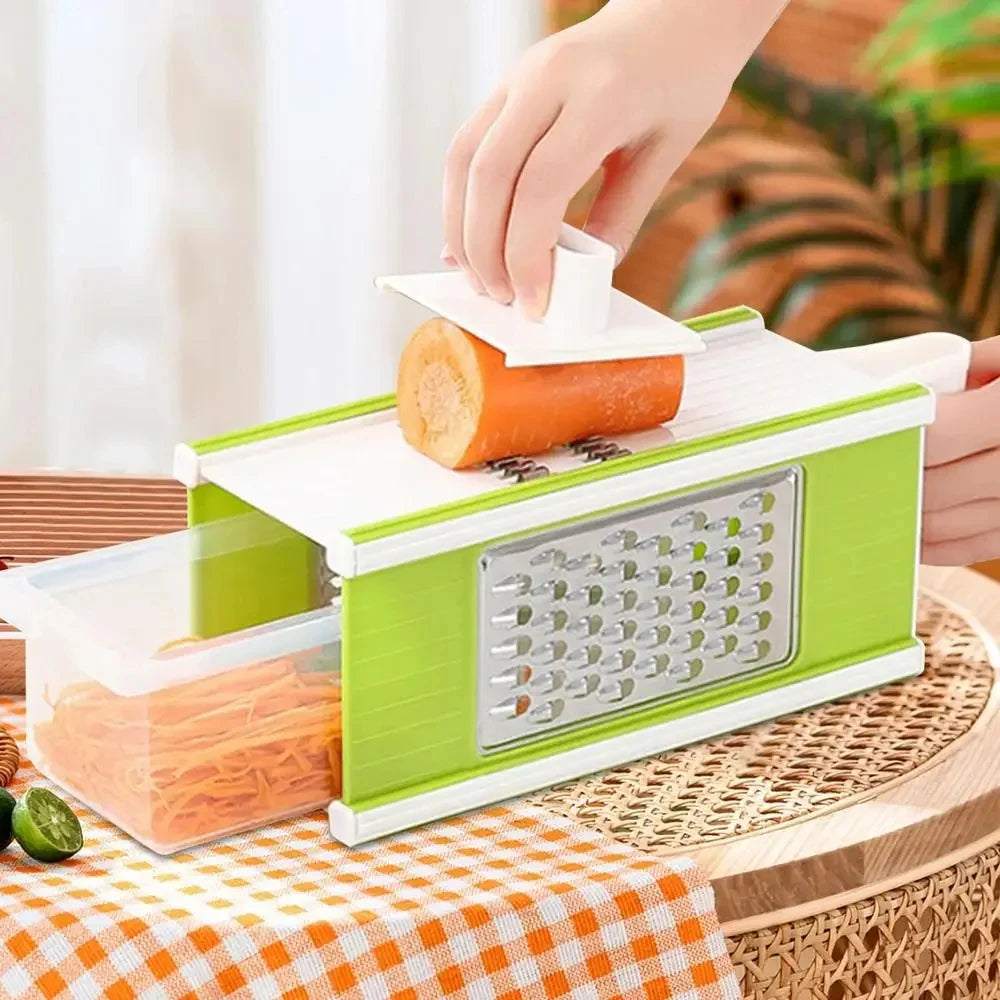 5in1 Vegetable Grater & Square Cutter Manual Shredding Dicing Grating Compact Design Multifunctional Slicer Chopper Kitchen Tool