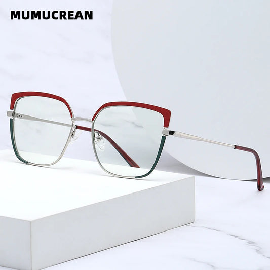Fashionable anti-blue light glasses for women with a spring-legged metal frame in two colors; suitable for myopia.
