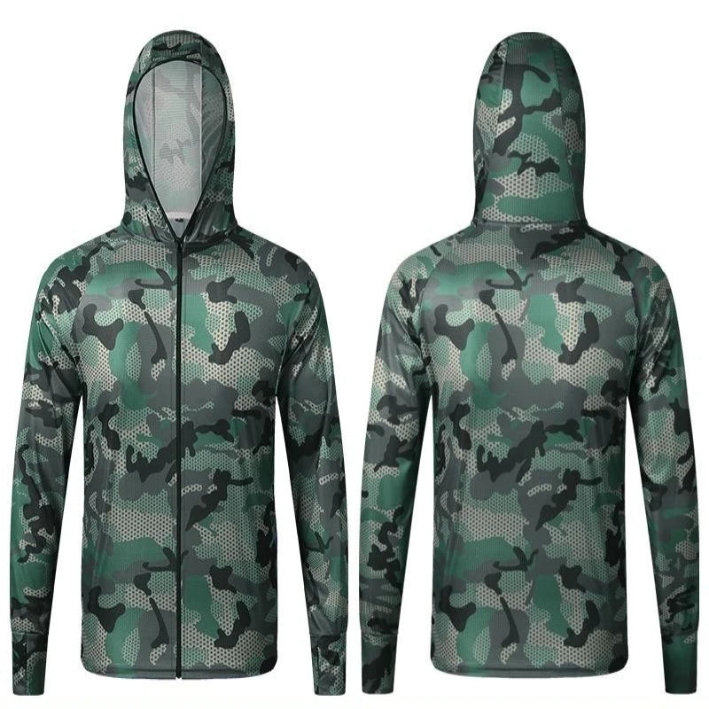 Summer men's camouflage sunscreen clothes fishing clothes lightweight and breathable quick drying clothes outdoor Road Clothing