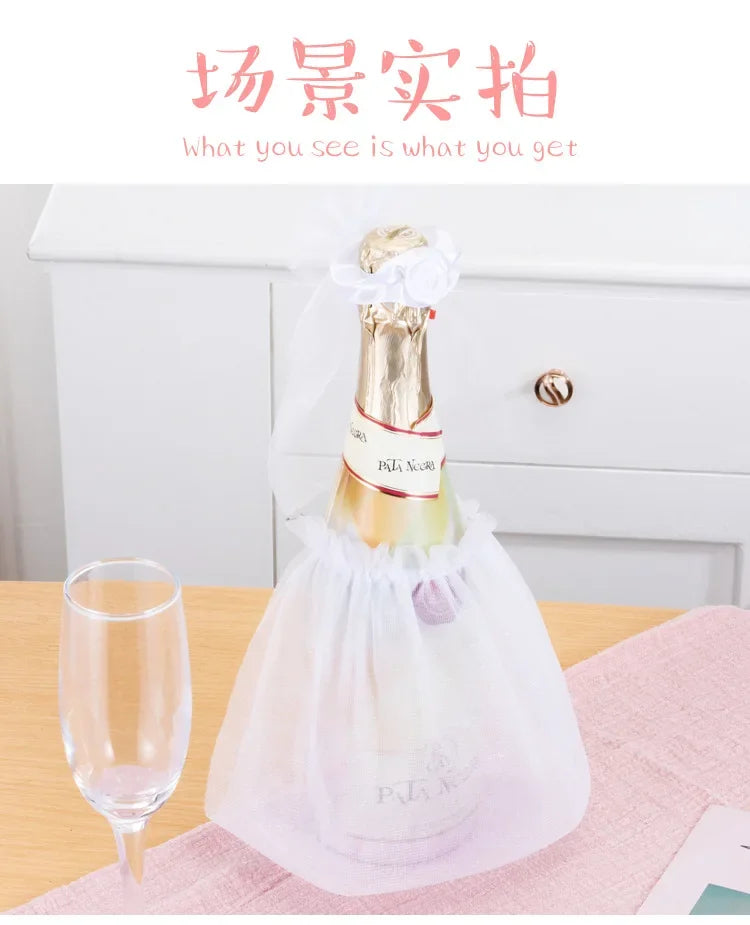 2Pcs Marriage Bride and Groom Wine Cups Wraps Champagne Glass Bottles  Water Cup Cover Wedding Bachelorette Party Decor Cover