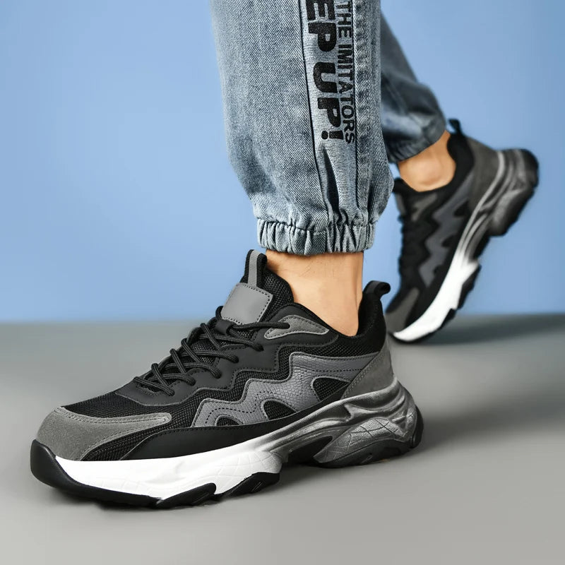 Sports shoes men's four season casual fashion outdoor thick sole breathable comfortable anti slip wear-resistant casual sneakers